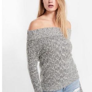 🌸 Express off-the-shoulders grey wool sweater